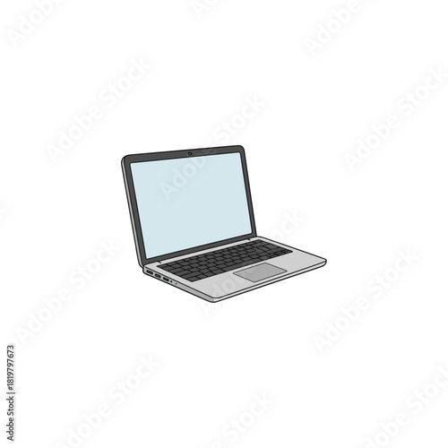 Laptop computer vector illustration isolated on transparent background, modern notebook pc icon for business education technology, portable device with blank screen for mockup web design element