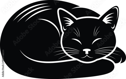Wallpaper Mural Black cat sleeping vector illustration pet animal feline domestic art eps silhouette Torontodigital.ca