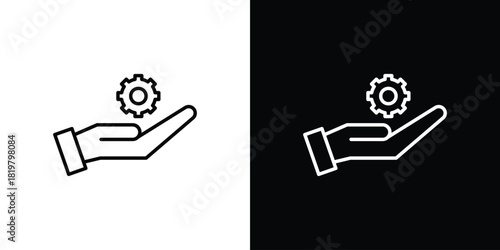 Solution Provide icons vector.Editable stroke.linear style sign