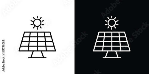 Solar panel icons vector.Editable stroke.linear style sign