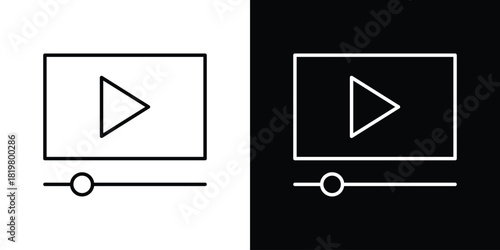 Video tutorial icons vector.Editable stroke.linear style sign