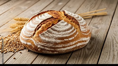 Freshly Baked Artisan Bread with Wheat and Grains