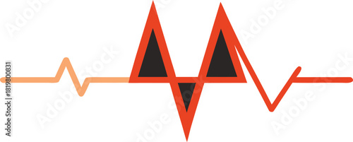 Abstract ekg heartbeat line pulse red orange gradient dark gray background 60