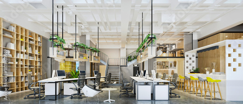 3d render modern working office interior
