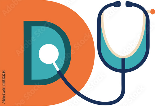 Doctor d stethoscope icon healthcare medical profession diagnosis abstract