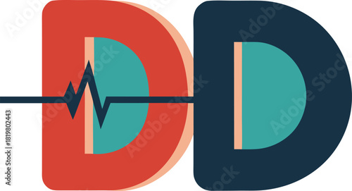 Two 'd' letters with a heartbeat line passing through, representing health.