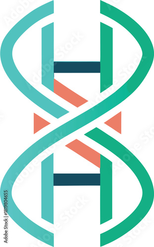 Stylized dna helix structure abstract graphic on dark blue background