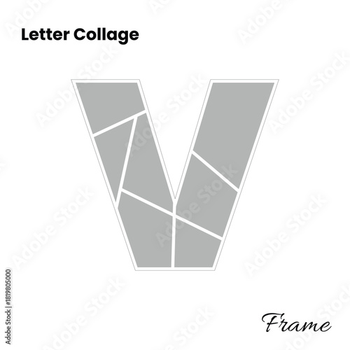 Letter V photo collage frame for social media post