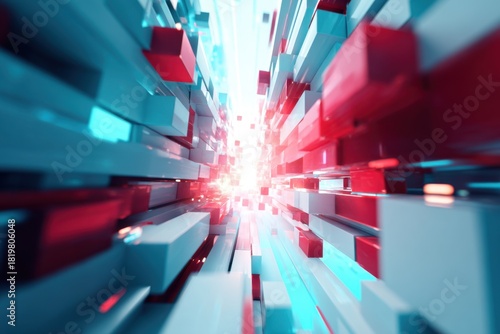 Fototapeta Naklejka Na Ścianę i Meble -  Futuristic tunnel of colorful 3D blocks