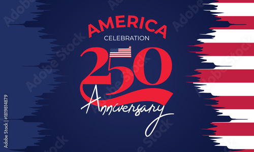 American 250 Artistic Brush Celebration Banner. USA Paint Style Bold Background