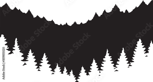Minimalist depiction of an inverted forest boundary in stark black and white