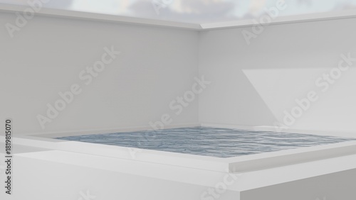 Water pool room abstract luxury background with sky background