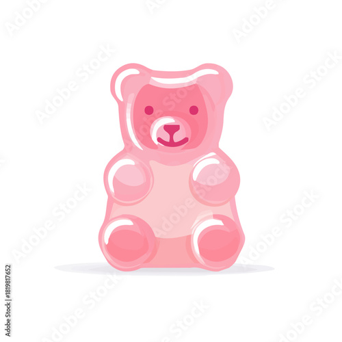 Attractive Minimalist illustration, A clipart flat 2D icon, minimal design, simple illustration with EPS format design of a gummy bear isolated on white and transparent background