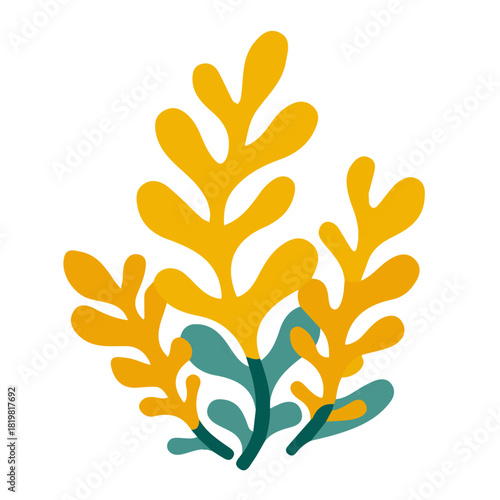 Attractive Minimalist illustration, A clipart flat 2D icon, minimal design, simple illustration with EPS format design of a kelp frond isolated on white and transparent background