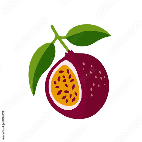 Attractive Minimalist illustration, A clipart flat 2D icon, minimal design, simple illustration with EPS format design of a passion fruit slices isolated on white and transparent background