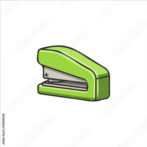 Attractive Minimalist illustration, A clipart flat 2D icon, minimal design, simple illustration with EPS format design of a green staple isolated on white and transparent background