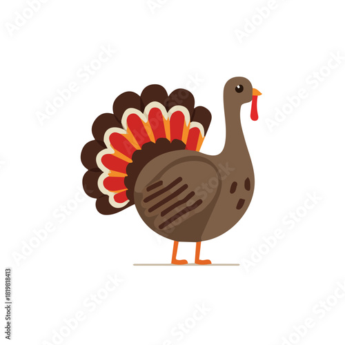 Attractive Minimalist illustration, A clipart flat 2D icon, simple illustration with EPS format design of a turkey isolated on white and transparent background