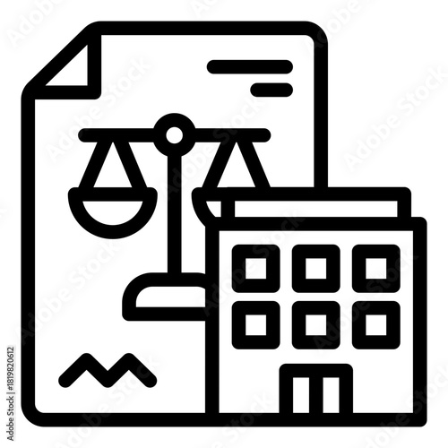 legal outline icon. compliance file. justice review. corporate case