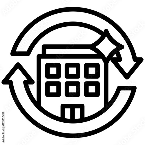 rebranding outline icon. brand update. identity shift. corporate building