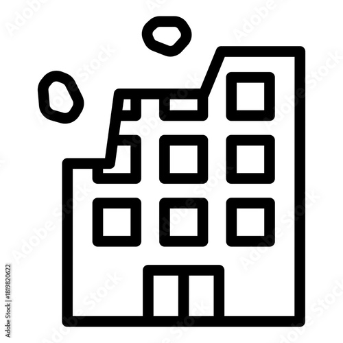 damage outline icon. broken property. loss review. corporate building