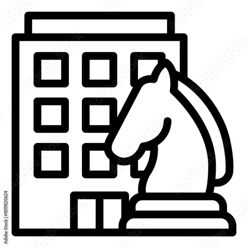 strategy outline icon. planning move. growth decision. corporate building