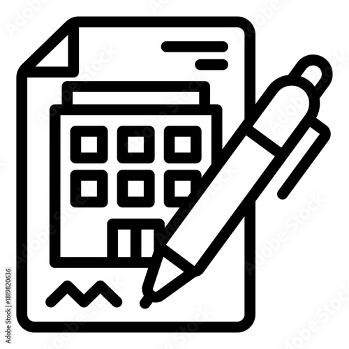 contract outline icon. legal paper. signed agreement. corporate office