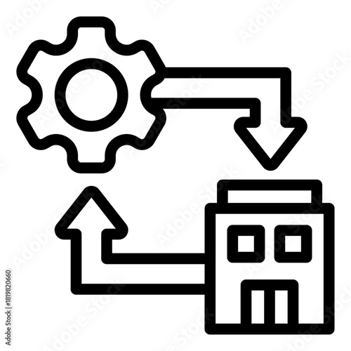 integration outline icon. system link. workflow sync. corporate area
