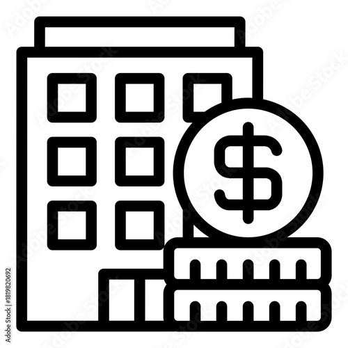 financing outline icon. capital support. money planning. corporate office