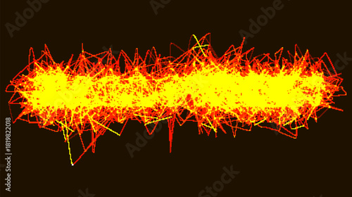 The word "HALLOWEEN" is formed by chaotic, glowing, bright red lines and dots. Against the dark background, the fiery lines appear particularly contrasting and colorful.