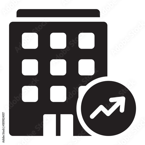 company growth glyph icon. rising trend. business progress. corporate office