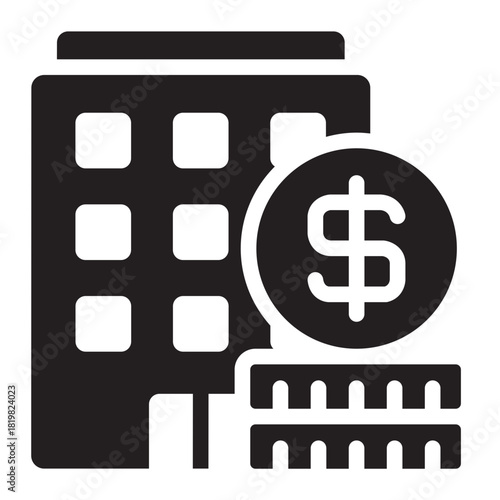 financing glyph icon. capital support. money planning. corporate office