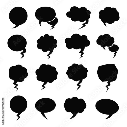 Speech and thought bubbles vector set, communication concept