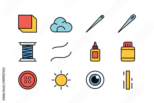 Colorful Handcraft Elements Vector Illustration for Creative Projects and Design Assets with Simple and Clean Style