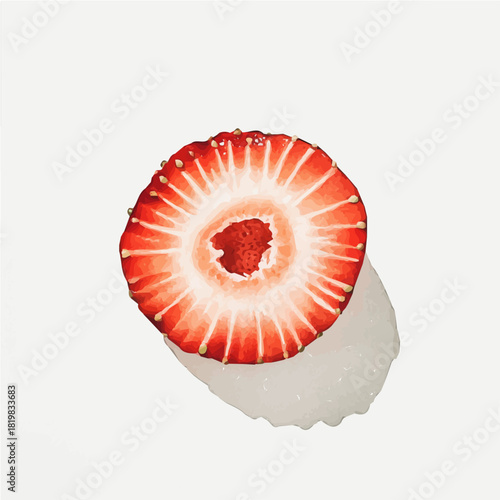 Beauty Illustration of slices strawberry circle painting design set, Hand-painted style, vectorized, vector set available in EPS, Simple Hand-painted watercolor style	