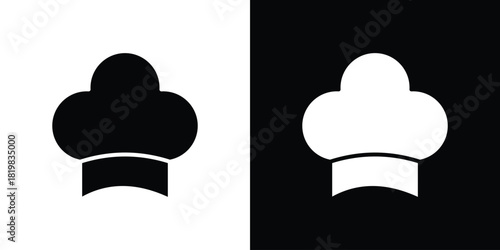 Chef hat icon set. flat icon collection. flat line silhouette set.
