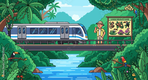 Modern jungle expedition: Seamless transportation through a vibrant, diverse ecosystem