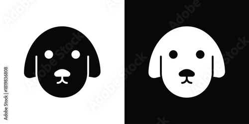 Dog icon set. flat icon collection. flat line silhouette set.