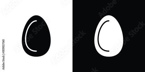 Egg icon set. flat icon collection. flat line silhouette set.