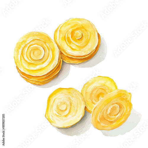 Illustration of slices ginger painting design set, Hand-painted style, vectorized, vector set available in EPS, Simple Hand-painted watercolor style	