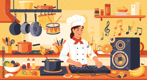Culinary symphony: A chef creates a musical masterpiece in the kitchen studio