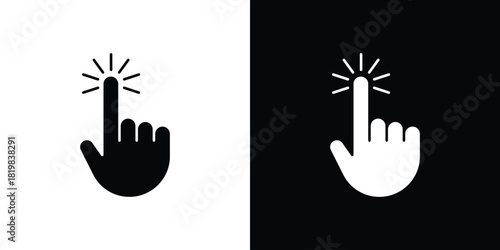 finger tap icon set. flat icon collection. flat line silhouette set.