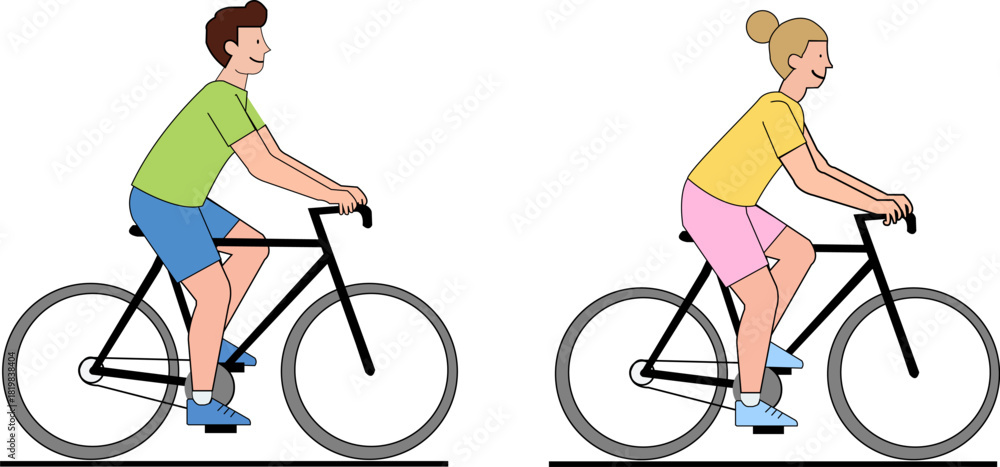 Fototapeta premium Happy couple enjoying an outdoor bicycle ride for fitness