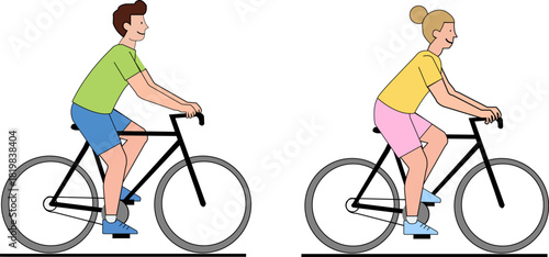 Happy couple enjoying an outdoor bicycle ride for fitness