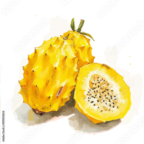 Illustration of pineapple painting design set, Hand-painted style, vectorized, vector set available in EPS, Simple Hand-painted watercolor style	
