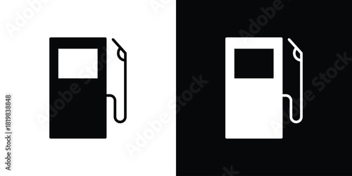 Gas station icon set. flat icon collection. flat line silhouette set.