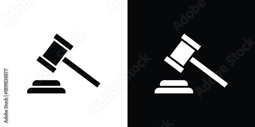 Gavel icon set. flat icon collection. flat line silhouette set.