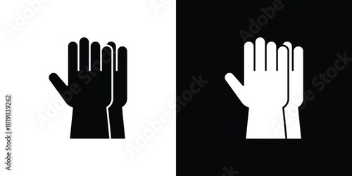 Glove icon set. flat icon collection. flat line silhouette set.