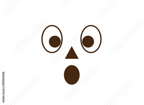 A Halloween face stencil featuring a scared, frightened, shocked expression; a spooky silhouette of a character with an afraid, surprised emotion; a scary, creepy ghoul; a flat vector illustration