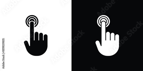 Hand click icon set. flat icon collection. flat line silhouette set.