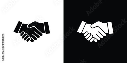 Handshake icon set. flat icon collection. flat line silhouette set.